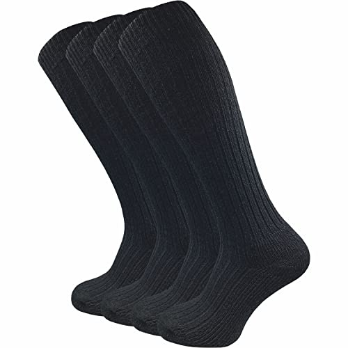 GAWILO Chaussettes norvégiennes hautes homme (4 paires) – Chaussettes chaudes – Longues & noires (43-46)