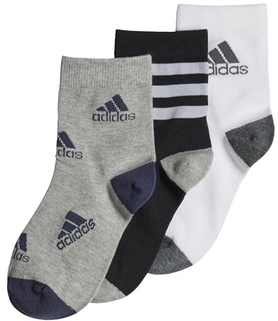 adidas Unisex Kinder Graphic Socks 3 Pairs, Black/White/Medium Grey Heather, 5-6 Years