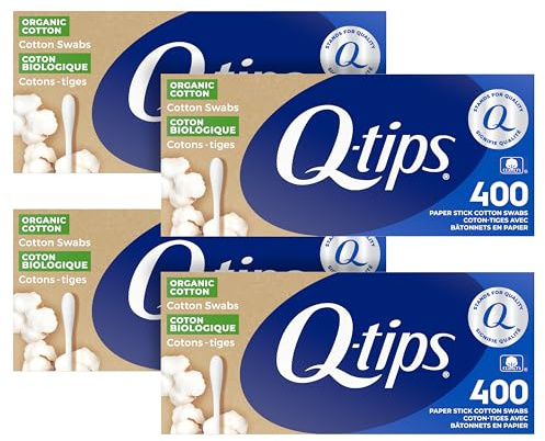 Q-tips Cotton Swabs Organic Swab Ultimate Home and Beauty Tool Made from Organic Cotton, 400 Count (4 Pack) 1600 total swabs