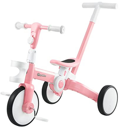 HyperMotion Bicicleta de Correr 5 en 1, Triciclo a Partir de 2 años, para niños a Partir de 1,5 años hasta 5 años, Ayuda a Andar, Triciclo Infantil, Triciclo Infantil con Pedales extraíbles, Rosa