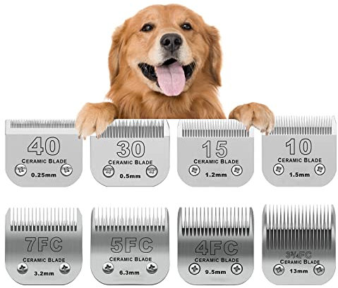 DODAER 8 Stück abnehmbare Ersatzklingen für Hundepflege, Keramik, kompatibel mit Andis Pet Clipper/Oster A5/Wahl KM10 Serie Hundeschermaschine