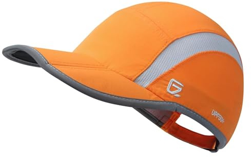 GADIEMKENSD Quick Dry Sports Hat Folding Series Lightweight Breathable Soft Outdoor Run Cap (Reflective, Middle Orange)