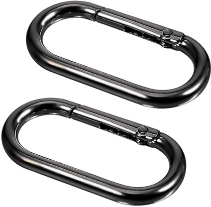 JIYIN 2 stycken oval fjäderkarbinhake, 1,96 × 0,98 metallringkarbinhake liten karbinhake nyckelring fjäderspänne klämma nyckelring för gör-det-själv plånböcker nyckelkedja ryggsäck (svart)