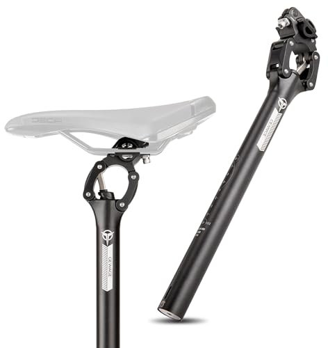 GEWAGE Gefederte Sattelstütze – Parallelogramm Federsattelstütze aus Aluminium, Einstellbare Federung, Kompatibel mit 27.2/30.9/31.6 mm, 350mm Länge – Ideal für MTB, Trekking (Φ27.2mm)