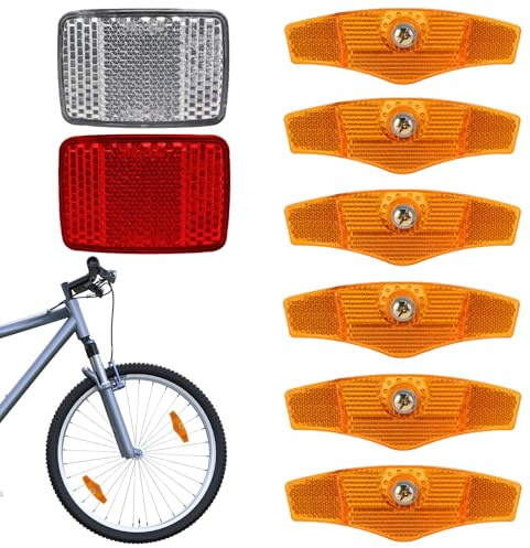 YCHYAN 8 Pezzi di Catarifrangenti per Bicicletta, Set di Catarifrangenti per Bicicletta, Avviso Riflettente per Guida Notturna, Alta visibilità, Adatto a Tutti i Tipi di Biciclette