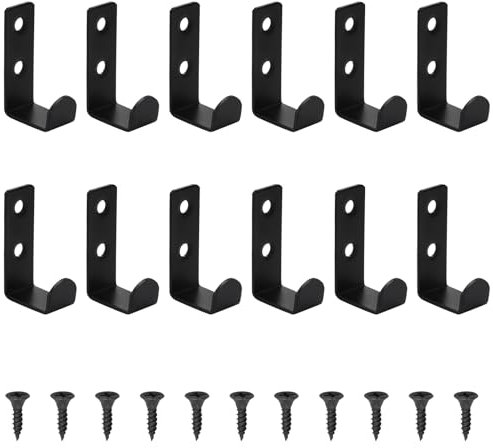 APOMOONS 12 Pièces Crochet Porte Manteau Mural Noir, Patères Porte Manteaux, Patere Murale, Patere Porte Manteau, Crochet Mural A Visser Pour Maison, Salle de Bain, Cuisine, Vêtements, avec 12 Vis