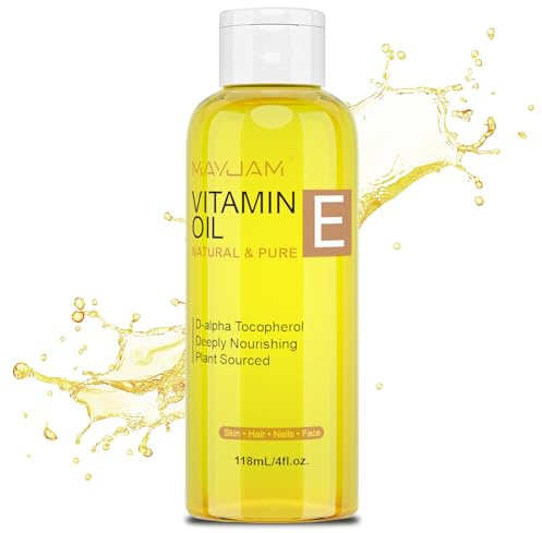 MAYJAM Vitamin E Oil - 118ML - Pure and Natural Vitamin E Oil for Skin, Strengthens and Moisturizes Hair, for Dryness, Wrinkles, Uneven Skin Tone
