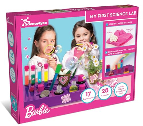 Science4you Mio Primo Kit Scientifico Barbie per Bambini di Età 4 5 6+ – Esperimenti del Laboratorio Dcientifico di Barbie, Attività Artigianali, Giocattoli Regali per Bambini 3 4 5+ Anni