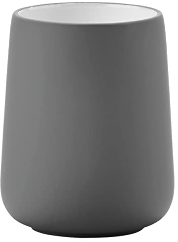 Zone Denmark Nova tandborstmugg, tandborstmugg i porslin med soft touch-beläggning, diameter 8 cm, höjd 10 cm, grå