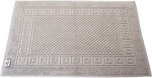 Carenesse Badvorleger 2er Set 50 x 70 cm grau I Saugstarke Badematte aus Baumwolle Hotelqualität Öko-Tex 100 I Duschvorleger Set mit Waffelmuster & Bordüre I dick & fusselfrei