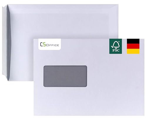 MADE IN GERMANY 25 Briefumschläge C5 selbstklebend mit Fenster CS Webkontor - Umschläge aus 90 g/m² Kraftpapier - C5 Umschlag in weiß für Briefe, Geschäftspost, tägliche Korrespondenz, Mailings usw.