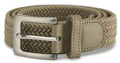 Streeze Cinturón 32mm Elásticoastizado y Trenzado. 6 Tamaños de Pequeño a 3XL. Hebilla Plateada. Ideal para Jeans (Beige, L)