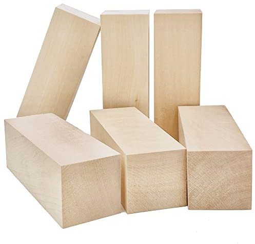 Thiecoc 6 Pcs 15x5x5 cm Basswood Carving Blocks Set for Wood Craft, Whittling