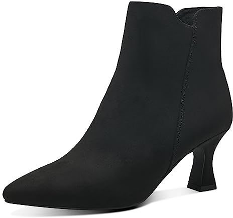 MARCO TOZZI Botines de mujer con cremallera con tacón puntiagudo, Negro, 38 EU