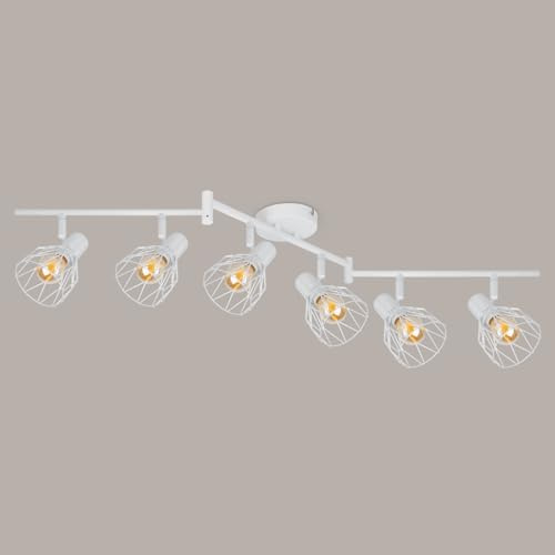 Kimjo Faretti LED E14 da Soffitto Orientabili - Lampada da Parete Bianco Lampadario - Plafoniera 6 Luce per Cucina Soggiorno Lampadina non Inclusa