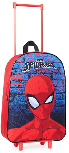 Marvel Spiderman Suitcase - Foldable Trolley Bag 39 x 27cm 10.5 litres 2 Wheels Extendable Handle - Wheeled Bag