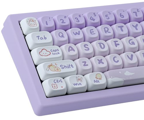 PBT gradvis lila tangentbordsset – 142 tangenter, MOA-profil, kompatibel med Cherry MX-tangenter för ANSI-layout mekaniska tangentbord
