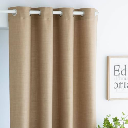 ANTILO TEXTIL Cortina confeccionada con ollaos Inaya - 200x270 cm - Color Taupe. Tejido Ligero decoración de Dormitorio o salón. 100% Poliéster