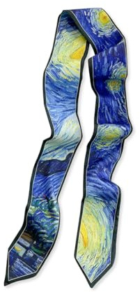 LumiSyne Foulard En Soie Étroit Femme Filles Écharpe Maigre Longue Imprimé Peinture à l'Huile Colorée Style Artistique Romantique Légers Satin Cravate Foulard Cheveux Bandeau Au Poignet Poignée Ruban