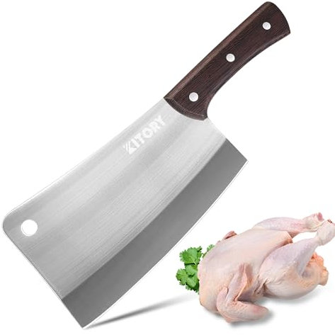 Kitory Hackmesser 18cm, Fleichmesser Extrem Scharf Chinesisches Küchenmesser, Metzgermesser mit Hochwertigem Edelstahl & Ergonomischem Grif