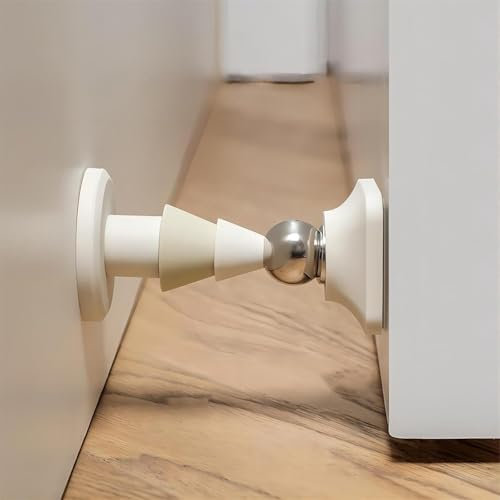 JAONLD Fermaporta Magnetico Adesivo Fermaporta da Pavimento Magnetico Magnetic Door Stopper Silenzioso e Senza Colpi Adatto per L'uso su Tutti i Tipi di Porte e Finestre (Bianco)