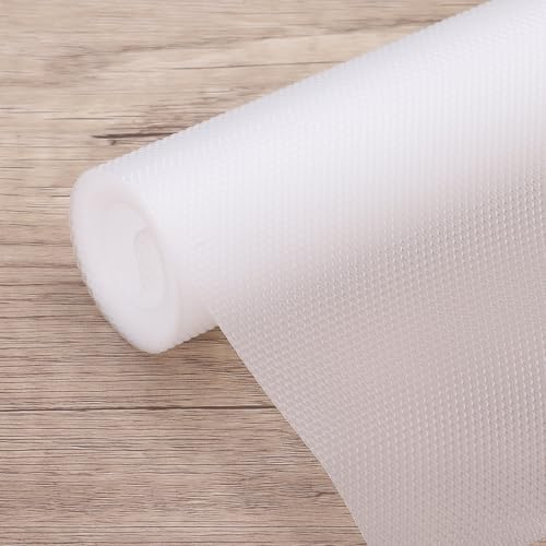 sourcing map Shelf Liner 24 x 10ft EVA Non-Slip Drawer Mats Waterproof Diamond Texture Liner for Kitchen Cabinets Cupboard Refrigerator Shelves, Clear