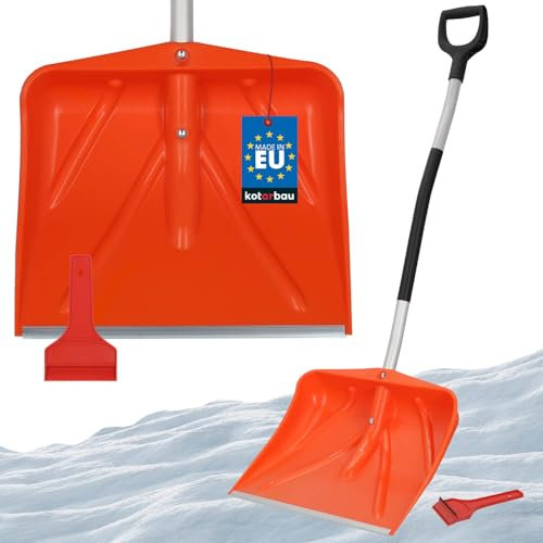 KOTARBAU® Set pala da neve per auto 45 cm con manico in alluminio 137 cm + raschietto per il ghiaccio auto per la rimozione della neve grattacielo auto con bordo in gomma Snow Shovel Car