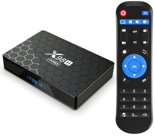 Android 12.0 TV Box, LEFFOT X98H Pro 4K UHD Streaming Device for TV, 4 Go RAM 32 Go ROM, Smart Boitier Android TV with HDR10, Support 2.4G/5G Dual-Band Wi-FI 6, 1000M Ethernet, BT 5.0, HDMI in