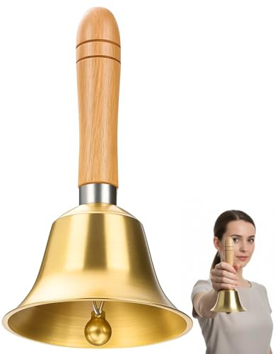 Handglocke Groß, Hochwertige Handglocke Aus Kupfer, 8 cm Polierte Glocke, Ideal Für Schule Und Unterricht（150 Gramm/15cm）