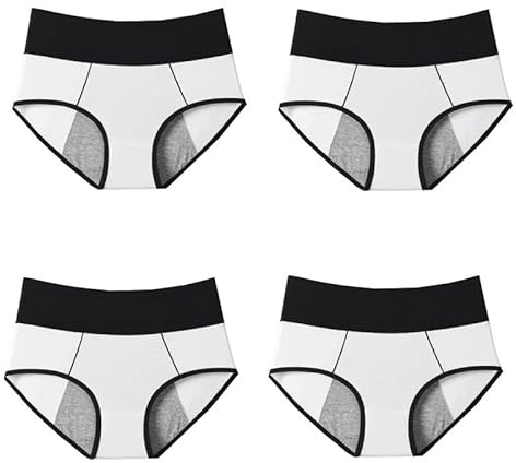 4 bragas de cintura alta for mujer, a prueba de fugas, ropa interior menstrual amplia, de algodón fisiológico, talla grande.(Set4,M)