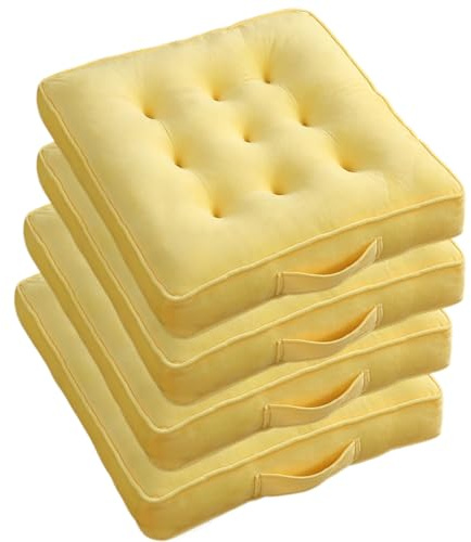 Tjock halkfri staketstol set 4 mjuka bekväma golvpallar för hem och klassrum grå och gås gul 45 x 45 cm Ultimate t & Sle