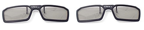 Ultra 2 x Noir Clip sur des Lunettes 3D Passives pour Hommes Femmes Adaptées Aux Vue Style Circulaire Polarisées Tous Les Téléviseurs Passifs Cinéma et Projecteurs Tels Que RealdD