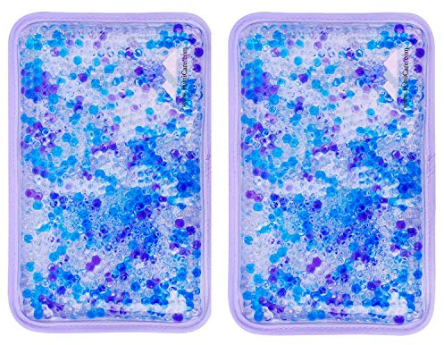 Hot and Cold Gel Bead Ice Pack (2-Pack) by FOMI Care | Lavender Scented | Reusable Cold Wrap, Cold Compress & Heating Pad | Freezable, Microwavable | Fabric Backing (7.5” x 4.5”)