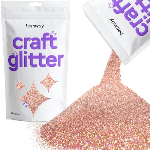 Hemway Craft Glitter Rose Gold Holographic 100g Ultrafine Glitter | for Crafts, Resin, Cosmetic, Nail, Face, Body, Festival, Tumblers, Art, Candle, Crafting