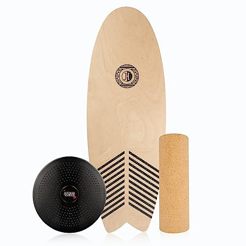 JUCKER HAWAII Balanceboard Homerider Wave - Balanceboard Set inkl. Korkrolle und Kissen