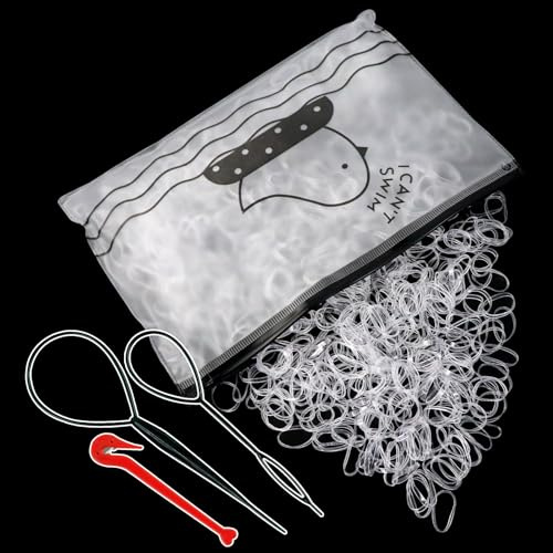 Hanyousheng 1000 Pcs Elastic Hair Bands, Hair Elastics, Ponytail Holders, With Band Removal Hook+2 Hair Braid Tools