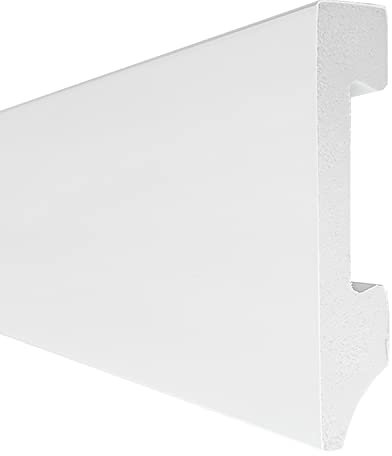 FLOORINTEX rodapié resistente a la Humedad (220x10x1,5cm) Blanco de Poliestireno, Zócalo Canto Recto, Pintable, Combinable con Puertas Lacadas Blancas