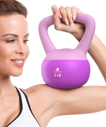 Mjuka Kettlebell-Set för Kvinnor och Män - Serenilite Styrketräning - Säkra Kettlebell-Klockor, 2,3 kg Vikter för Hemträning och Mer