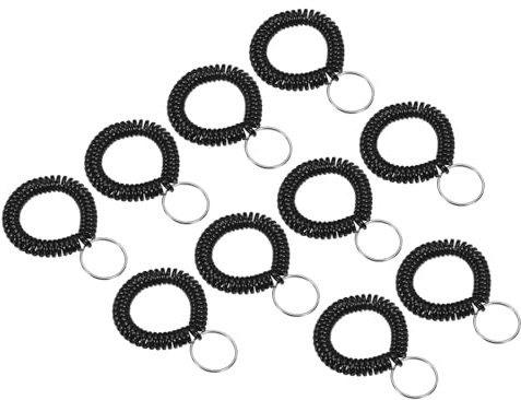 PATIKIL Lot De 15 Porte-Clés En Spirale Pour Poignet Salle De Sport Noir | Bracelets Extensibles En Plastique Pour Activités Sportives En Extérieur, Piscine, Sauna