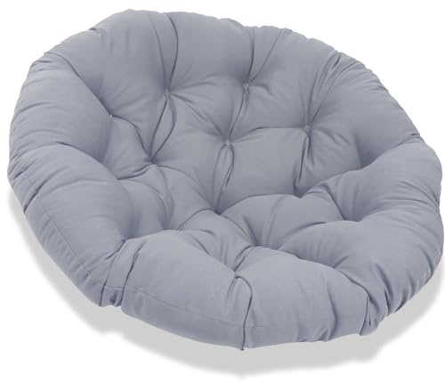 JIcloun 130cm Coussin pour Loveuse Fauteuil Rond Impermeable Coussin Salon de Jardin Exterieur Coussin Fauteuil Papasan Coussin Chaise Ronde Rotin Coussin Balcon, Terrasse - Gris