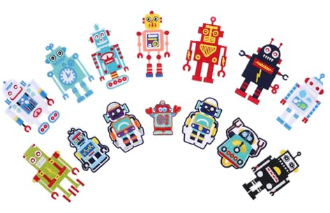 Gadpiparty 14pcs Cartoon Robot Patches for Clothes Embroidered Patches Sew Applique for Jeans Repair Iron for Boys and Girls Jacket
