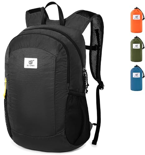 SKYSPER Mochila Plegable 16L, Mochila Pequeña Antirrobo con Protección RFID Mochila de Excursión para Senderismo Viajes Sport