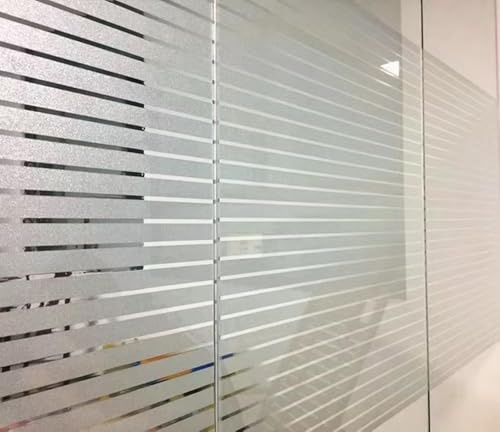vgoltd Window Film Privacy Film Self-Adhesive, UV Protection Sticker Static Cling for Bathroom Home & Office (Striped, 60cm x 5m)
