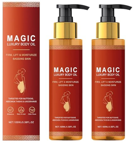 HAMKU 2pcs Magic Body Oil,Aceite Corporal, Mágico De Lujo Aceite Para La Piel Con Efecto Hidratante Para Masajes Relajantes Hidrata y Reduce Las Líneas Finas En Mejillas,Abdomen,Muslos y Brazos