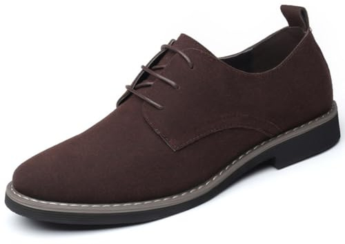 Hixingo Chaussure sans Lacets Homme en Cuir Chaussure Ville Homme 39-48 Classique Velours Brogues Derby Masculin Basse Business Confortables Doux Antidérapantes pour Mariage Costume (Marron,43)