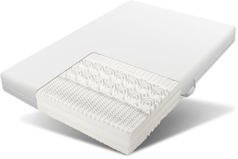 DHWDS Kallskummadrass 160 x 200 H2/H3 7 zoner vändmadrass 20 cm höjd överdrag tvättbart 60 °C andas ergonomisk klimatfiber