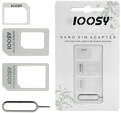 Noosy Adaptador de tarjeta 3 en 1 (SIM Nano a SIM Micro, SIM Micro a tamaño estándar, SIM Nano a tamaño estándar) para todos los smartphones/Apple/Samsung/Sony/HTC/Nokia/etc.