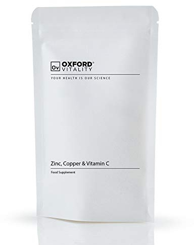 Oxford Vitality Zinc Copper & Vitamin C Tablets | Daily Supplement for General Health and Hair Skin Nails Support | Easy to Take Tablets | UK Manufactured | Pack of 240