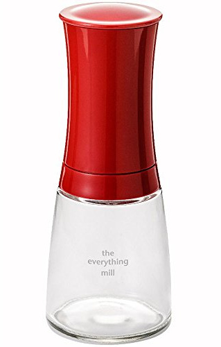Kyocera CM-20C-RD, molino para hierbas y especias, molinillo de cerámica, ajustable de grueso a fino, recipiente de vidrio, rojo, 6.3x6.3x15.8 cm