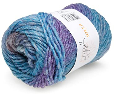 ggh Joker - Schurwolle Mischung - 50g Wolle zum Stricken oder Häkeln - Dicke Wolle mit Farbverlauf - Farbe 027 - Lila-Mauve-Blau meliert